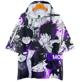 Mob Psico 100 Anime T-shirt Mobu Saiko Hyaku 3d T-Shirt com Capuz Homens de Manga Curta Engraçado dos desenhos animados Capuz Camisetas Hip Hop Tops Tees